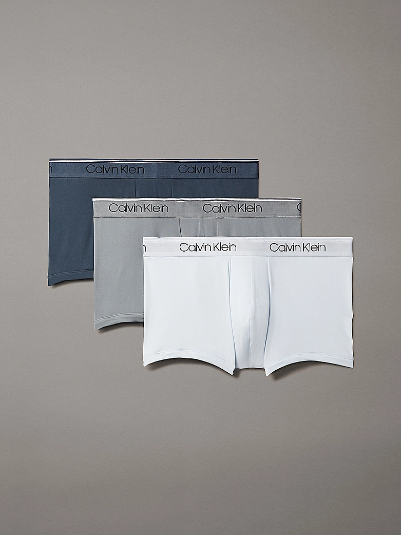 3 PACK BOXER UOMO CALVIN KLEIN IN MORBIDA MICROFIBRA BLU, AZZURRO E GRIGIO - immagine 2
