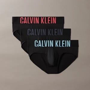CONFEZIONE 3 SLIP UOMO CALVIN KLEIN INTENSE POWER MICROFIBRA NERO MEGA LOGO COLORATO