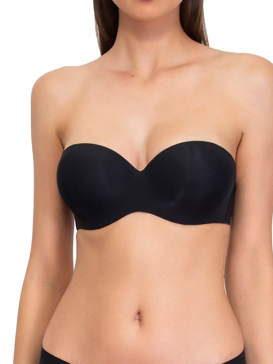 Fascia con coppe graduate, ferretto invisibile e spalline removibili - NERO - 1580 - immagine 2