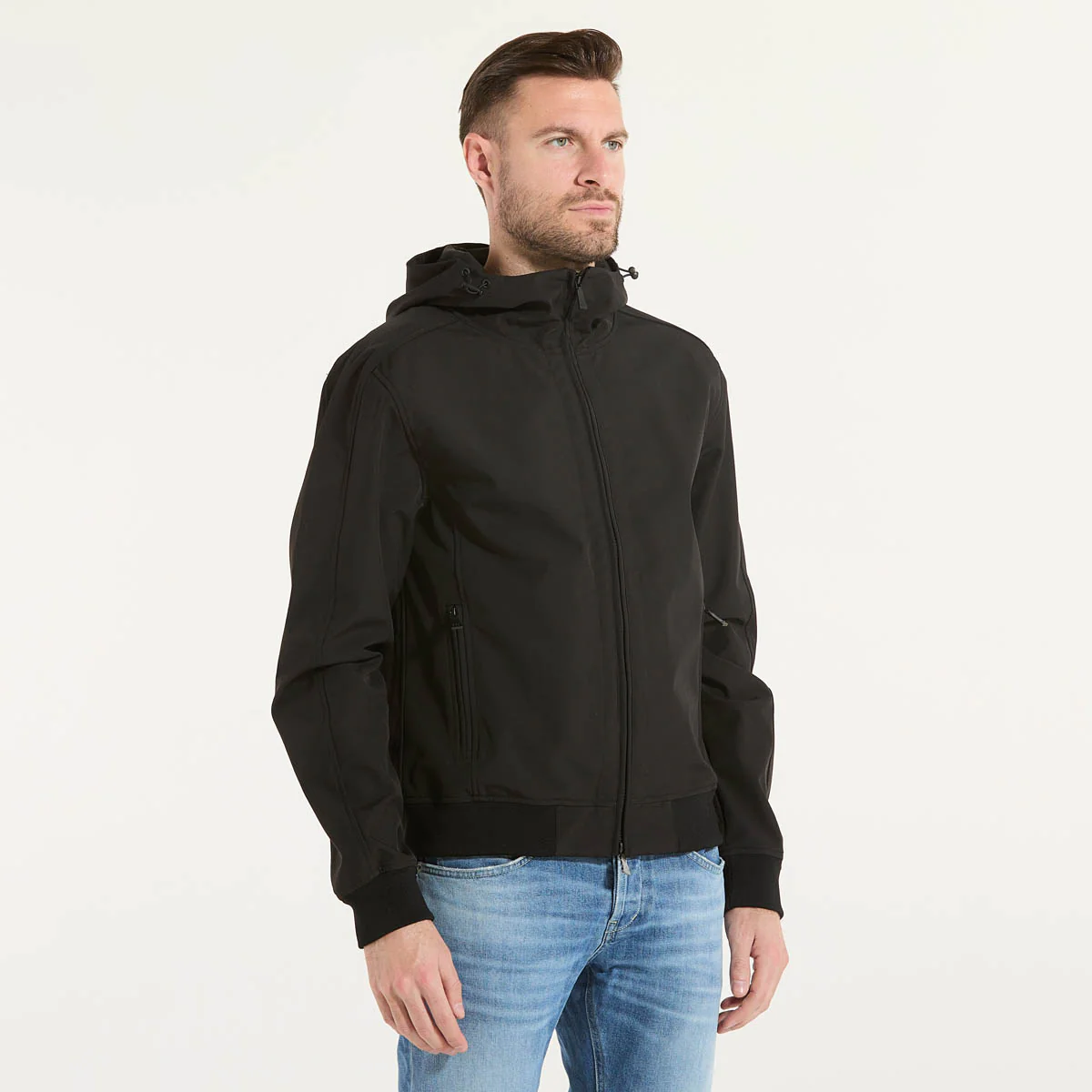 ADD giubbino con zip e cappuccio in tessuto nero - immagine 3