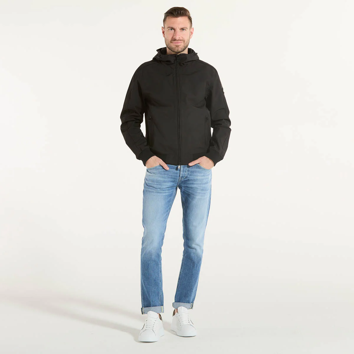 ADD giubbino con zip e cappuccio in tessuto nero - immagine 7