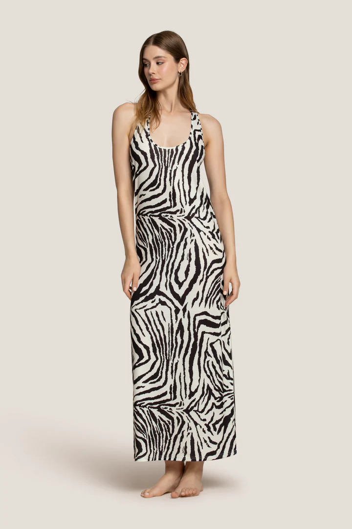 VESTITO LUNGO DONNA 4GIVENESS A CANOTTA ZEBRATO - immagine 2
