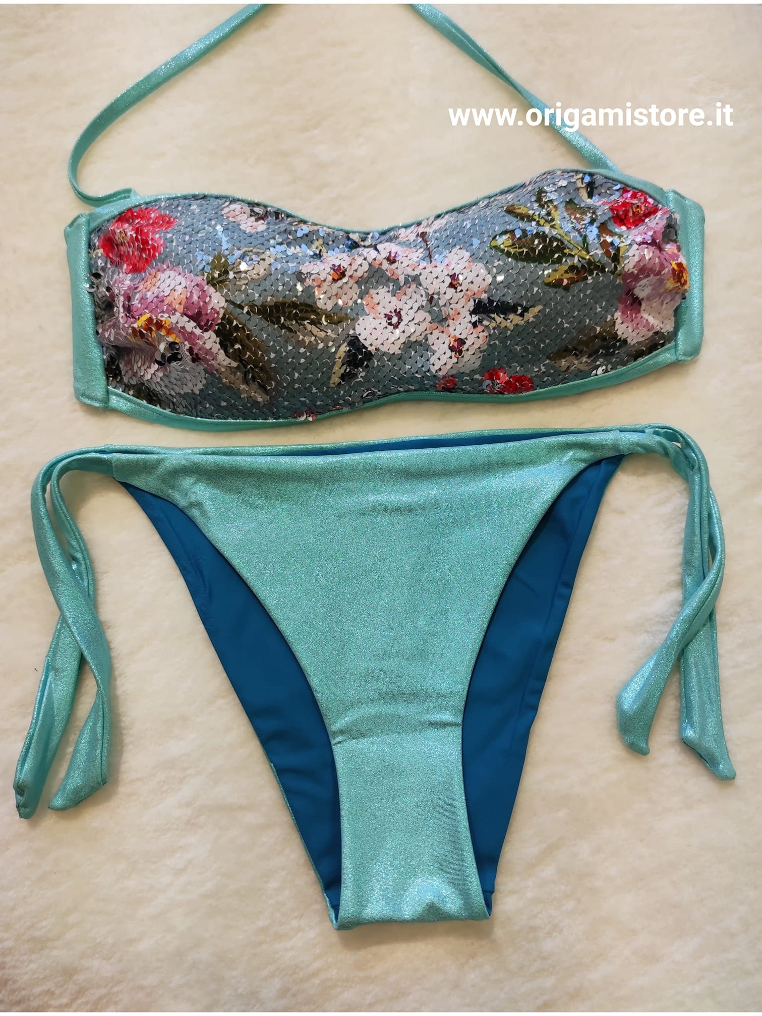 Bikini Liu Jo a Fascia in Lurex con Paillettes Full Bloom - immagine 6