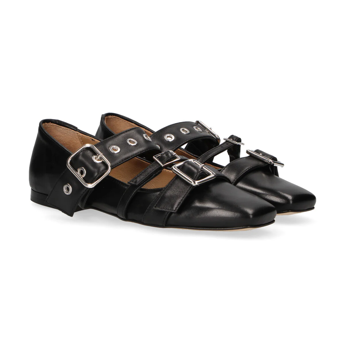 Anna F. ballerina squadrata in pelle con fibbie - immagine 5