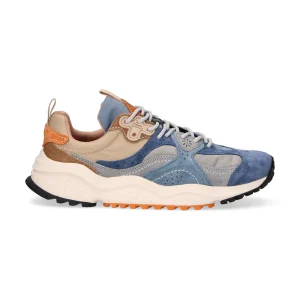 Flower Mountain sneaker Wave Man suede azzurra