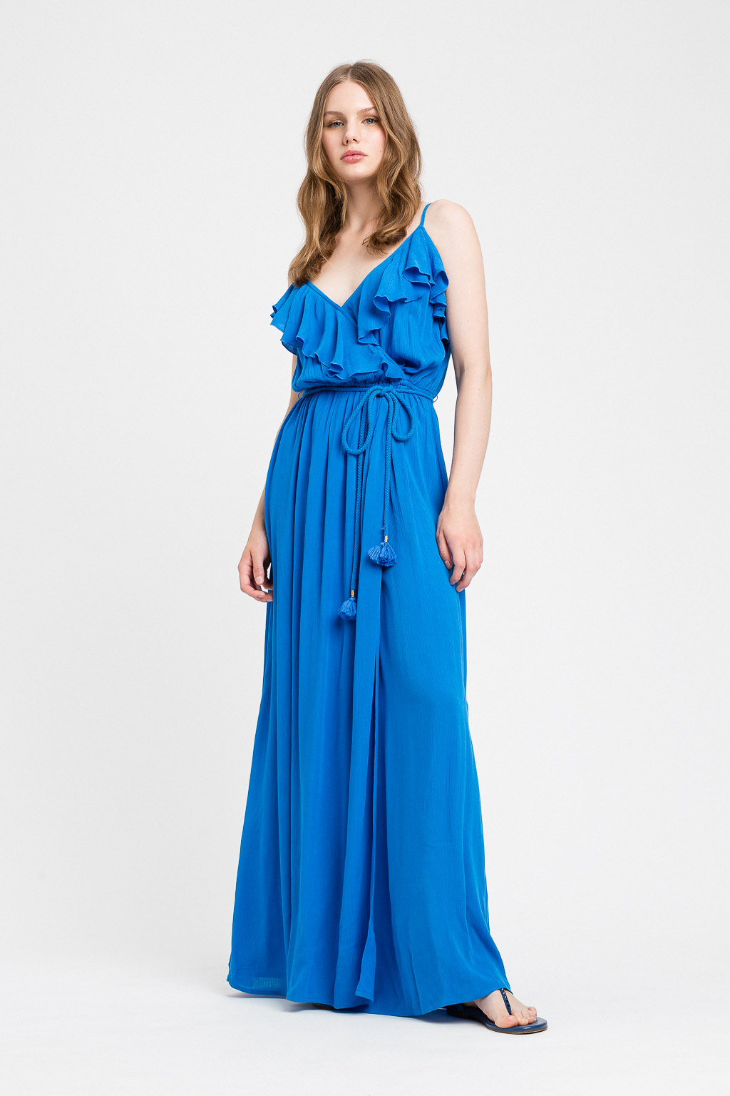 Abito Lungo Twinset in Creppone con Volants e Cintura