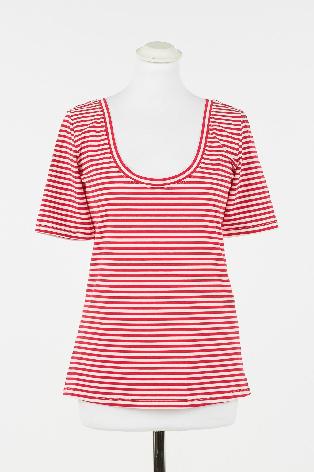 T-shirt a righe bianco rosso Twinset in cotone stretch - immagine 6