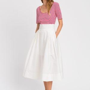 T-shirt a righe bianco rosso Twinset in cotone stretch