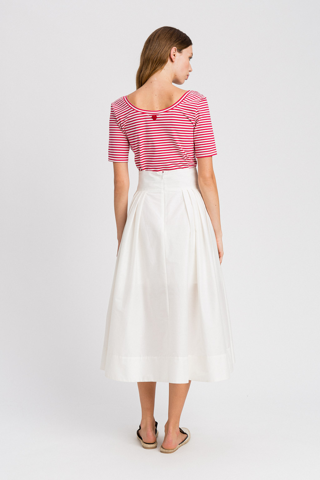 T-shirt a righe bianco rosso Twinset in cotone stretch - immagine 5