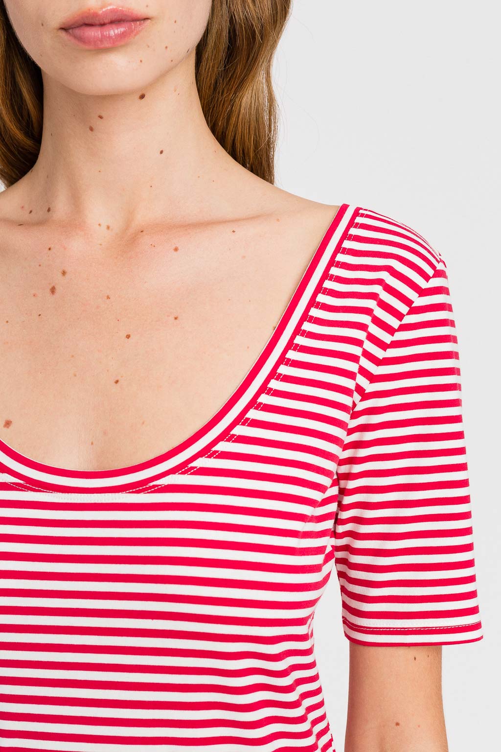 T-shirt a righe bianco rosso Twinset in cotone stretch - immagine 3