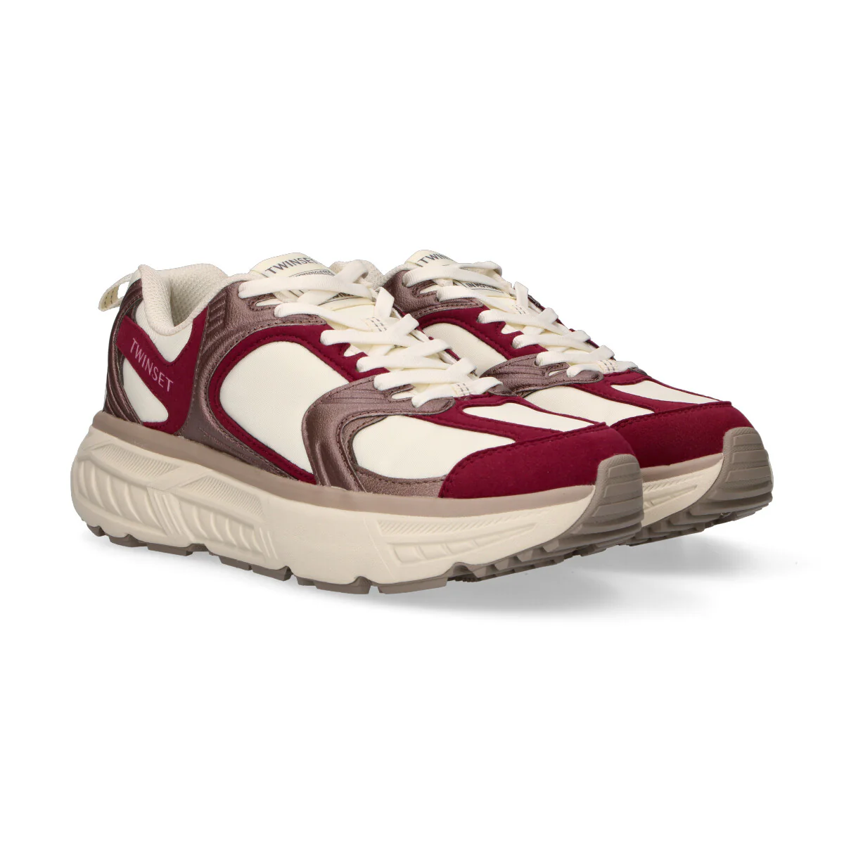 Twinset sneaker in nylon panna bordeaux - immagine 6