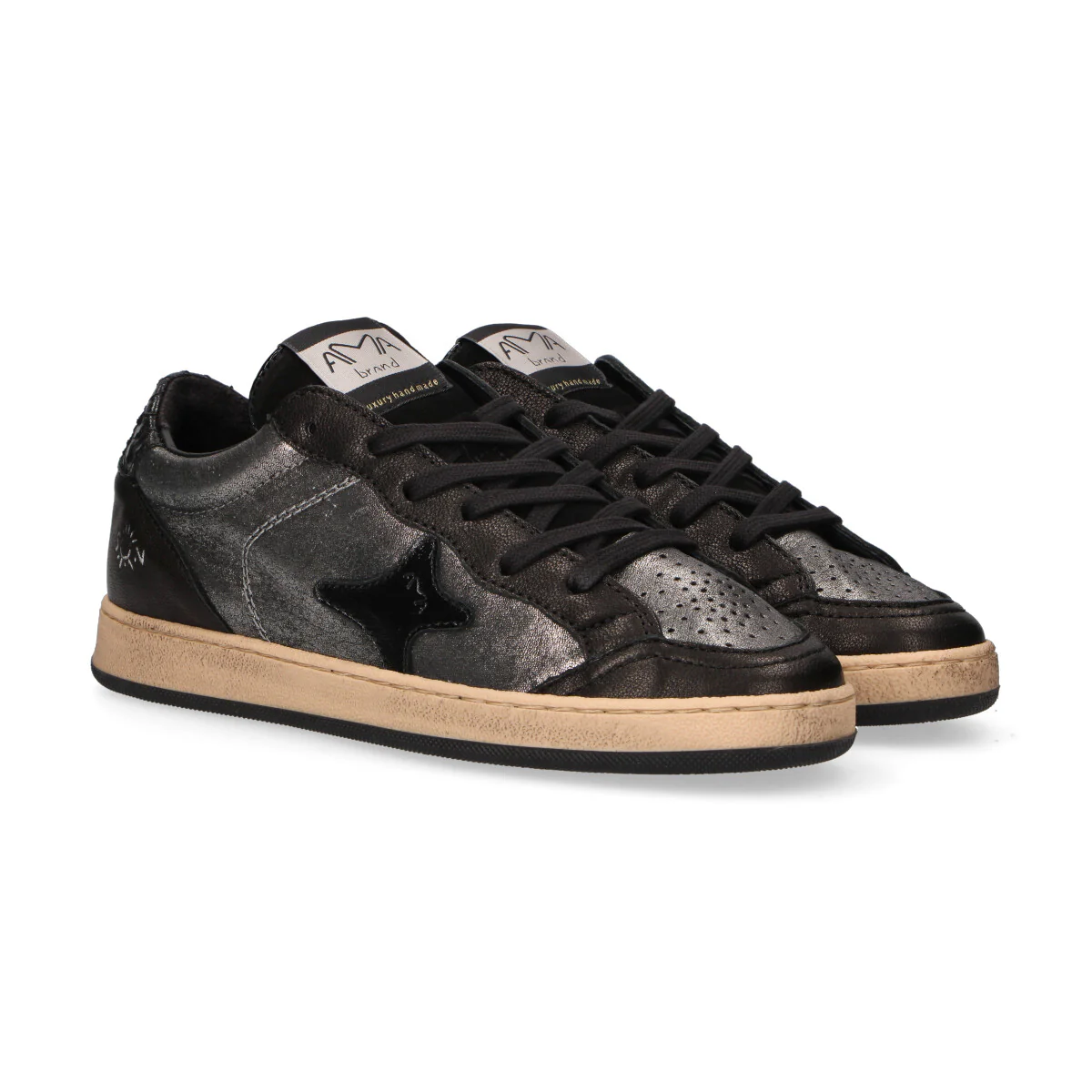 Ama Brand sneaker Sun pelle laminata nera - immagine 6