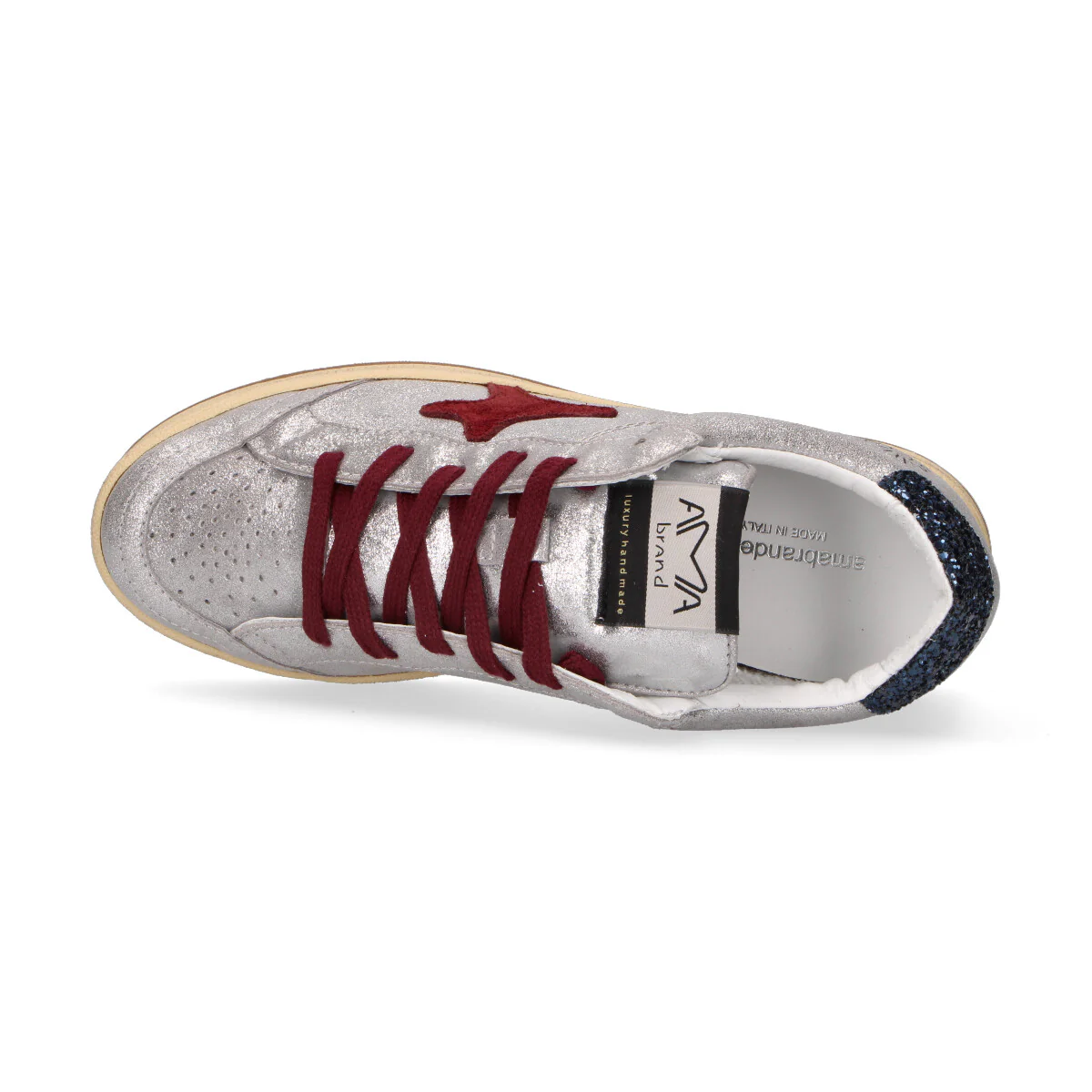 Ama Brand sneaker in pelle laminata argentata - immagine 4