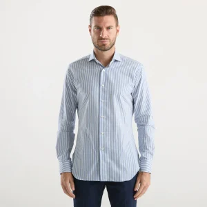 Xacus camicia a righe azzurra e bianca