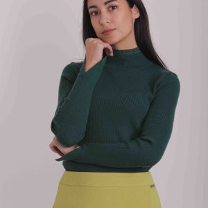 MIMÌ MUÀ Firenze AFAH-3519 Maglia lupetto verde bordi lurex