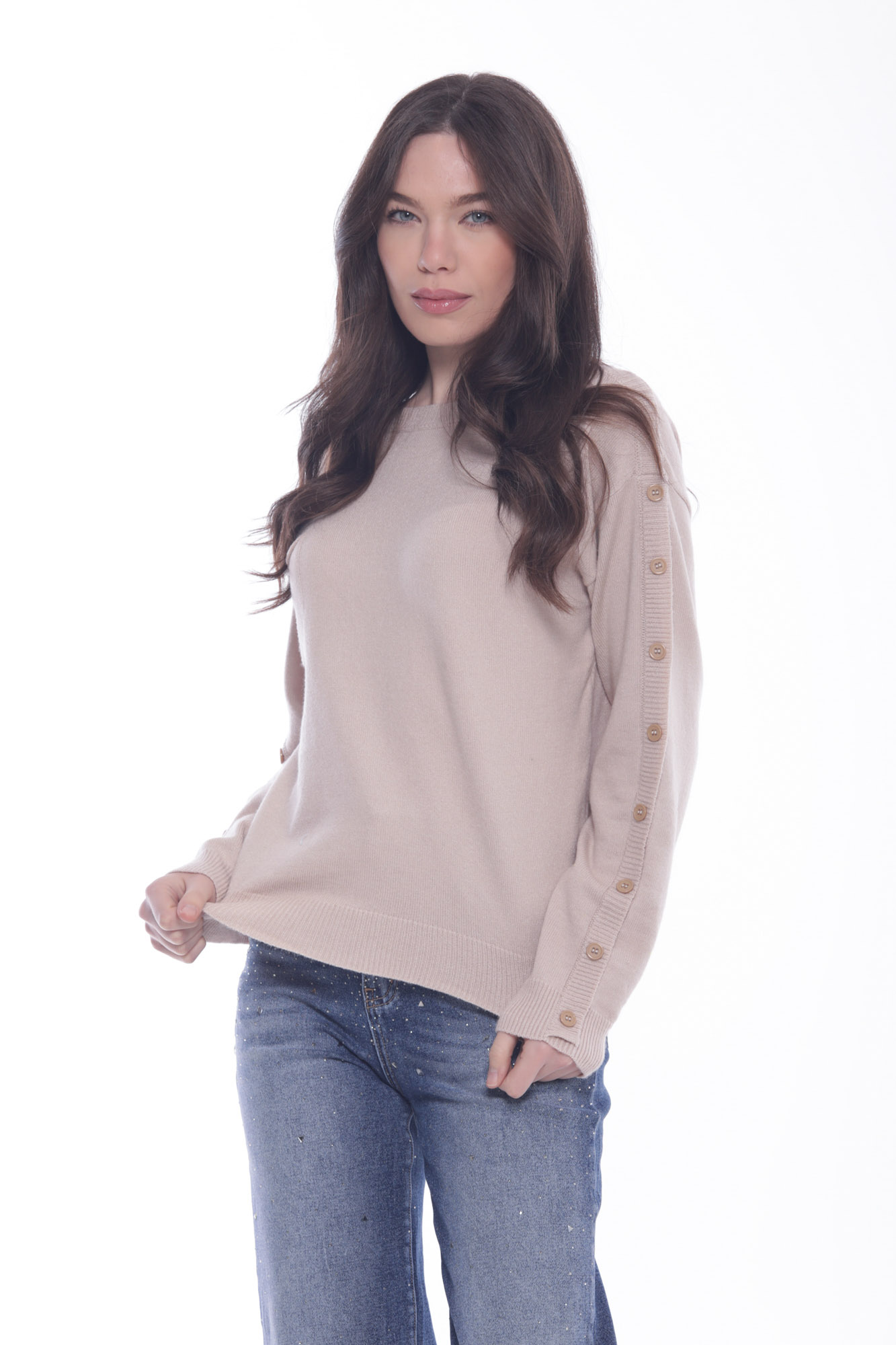 MIMÌ MUÀ Firenze AFAL-3624 Maglia corda bottoni su maniche - immagine 8