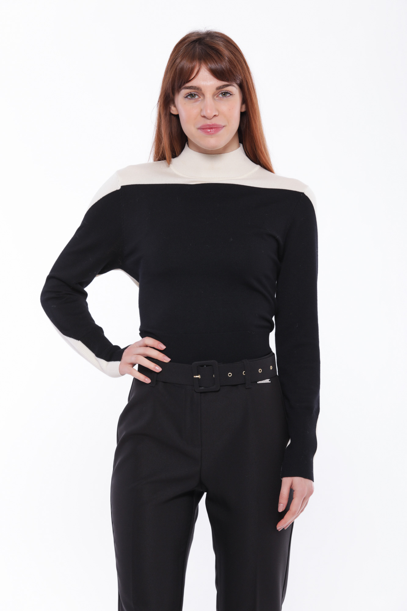 MIMÌ MUÀ Firenze AFAL-3642 Maglia lupetto bicolor nero bianco - immagine 4