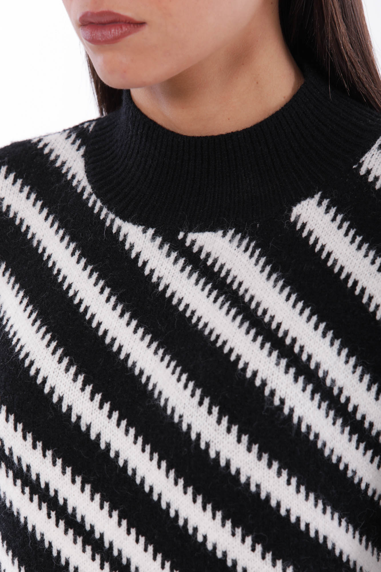 MIMÌ MUÀ Firenze AFAL-3645 Maglia lupetto righe nero bianco - immagine 3