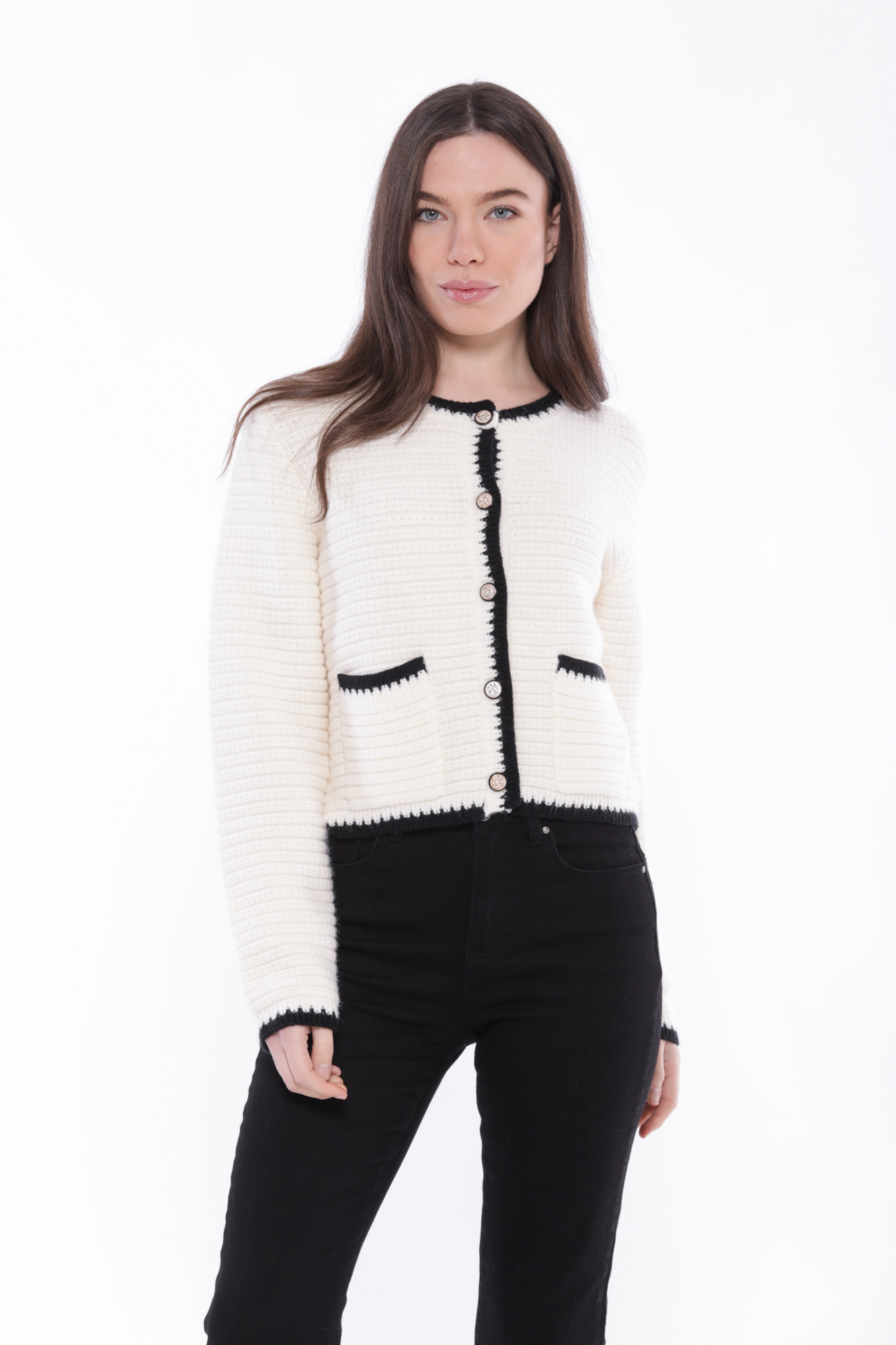 MIMÌ MUÀ Firenze AFAL-3647 Giacca in maglia bianco nero
