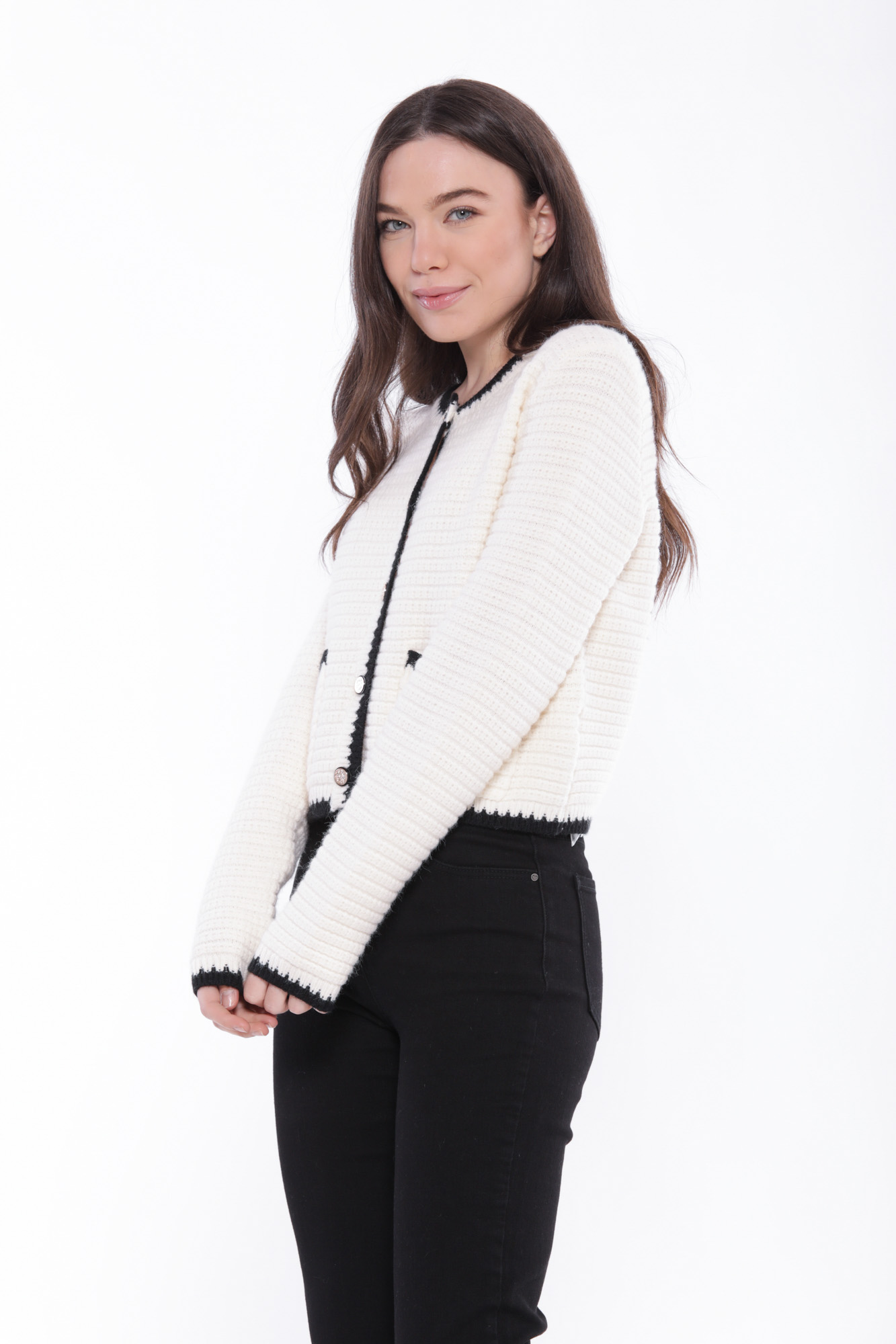 MIMÌ MUÀ Firenze AFAL-3647 Giacca in maglia bianco nero - immagine 5