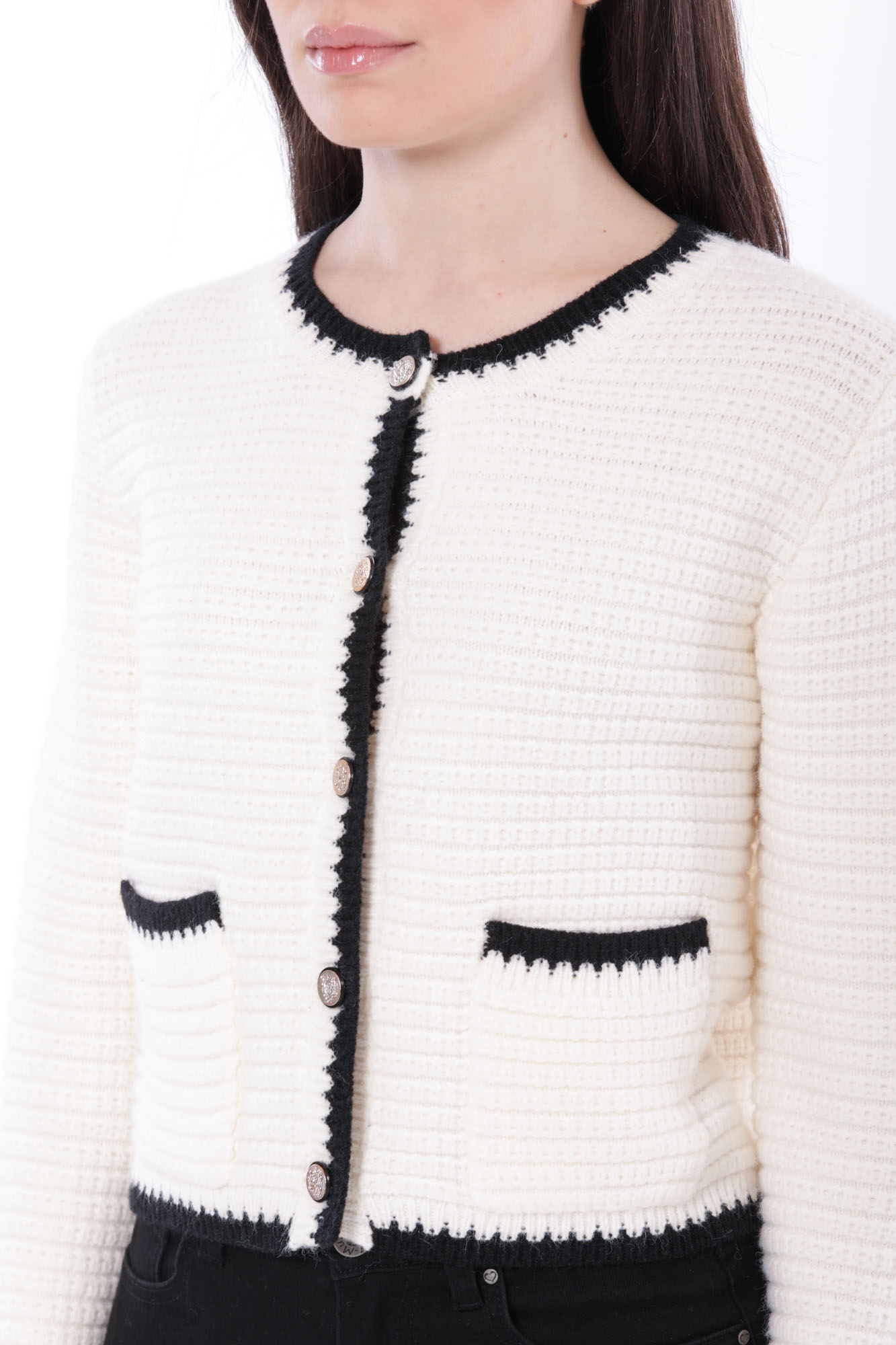 MIMÌ MUÀ Firenze AFAL-3647 Giacca in maglia bianco nero - immagine 3