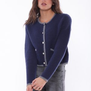 MIMÌ MUÀ Firenze AFAL-3647 Giacca in maglia blu grigio