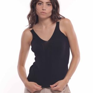 MIMÌ MUÀ Firenze AFAM-3680 Top nero con anelli