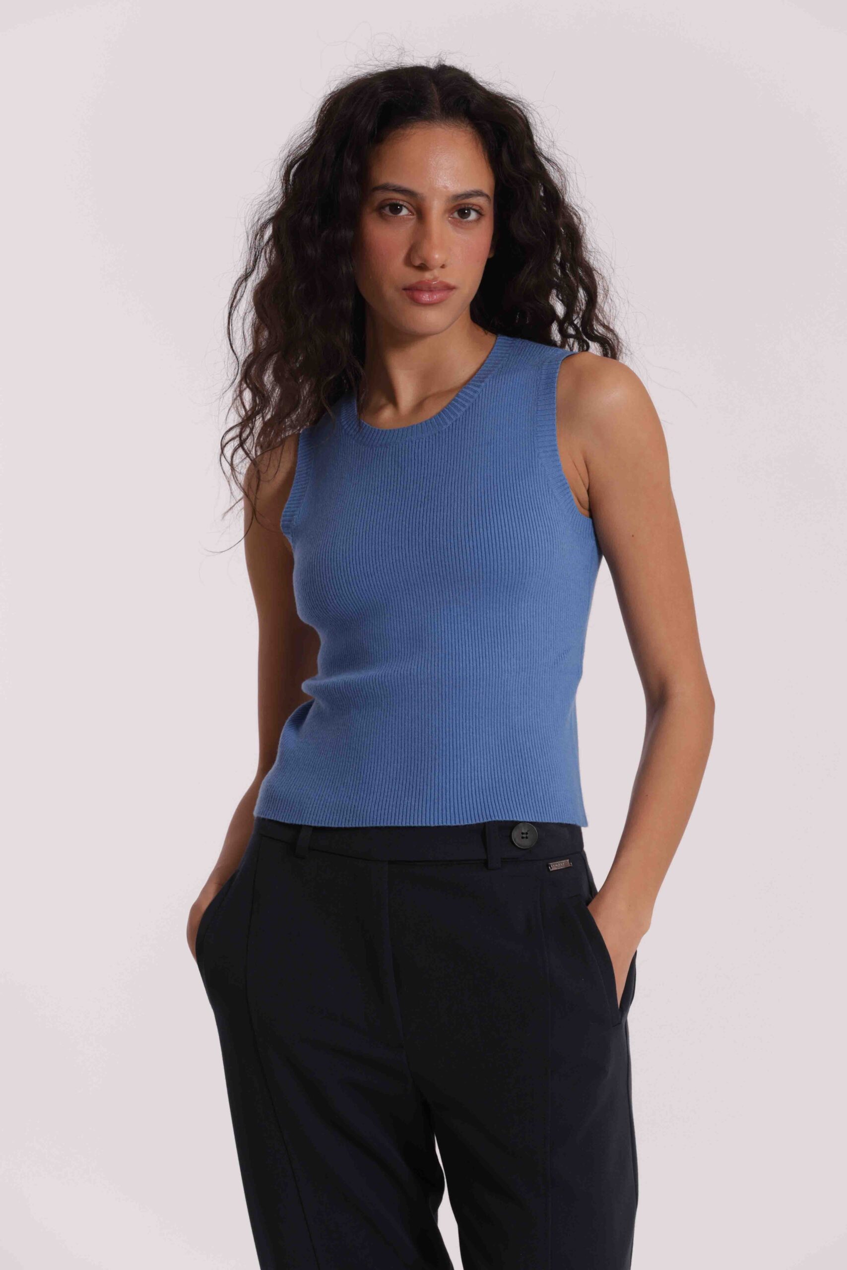 MIMÌ MUÀ Firenze AFAN-3707 Top in maglia blu indaco