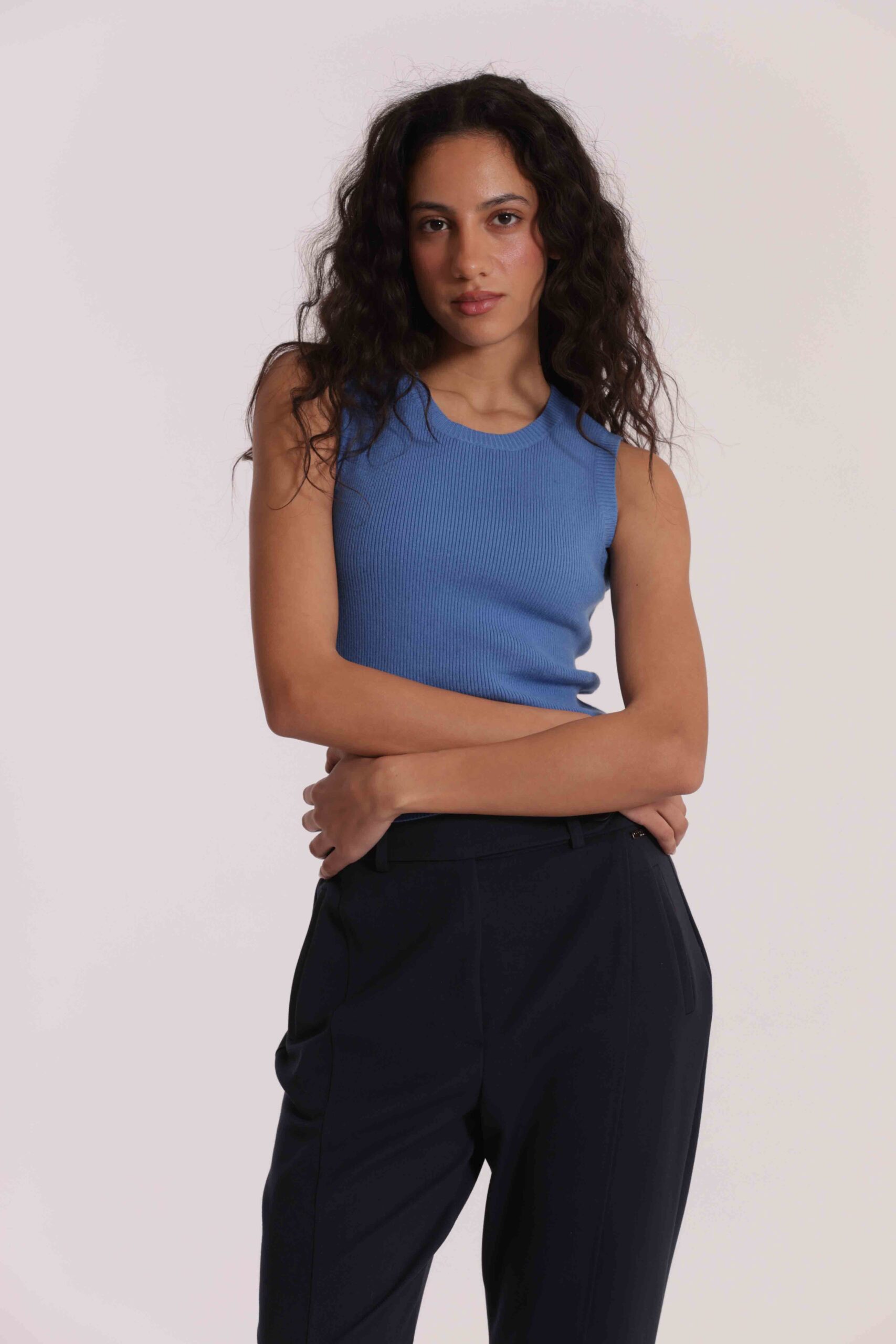 MIMÌ MUÀ Firenze AFAN-3707 Top in maglia blu indaco - immagine 4