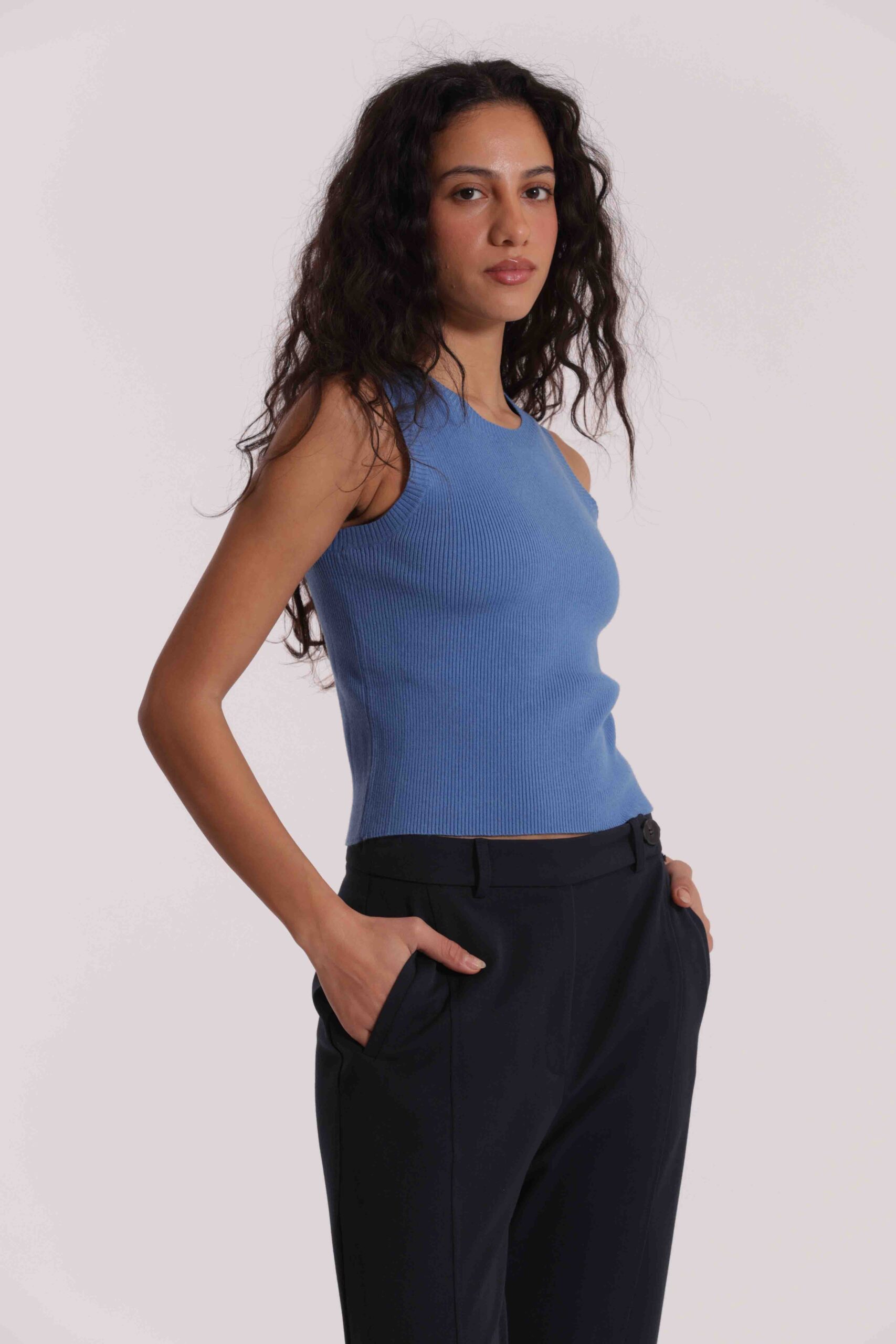 MIMÌ MUÀ Firenze AFAN-3707 Top in maglia blu indaco - immagine 6