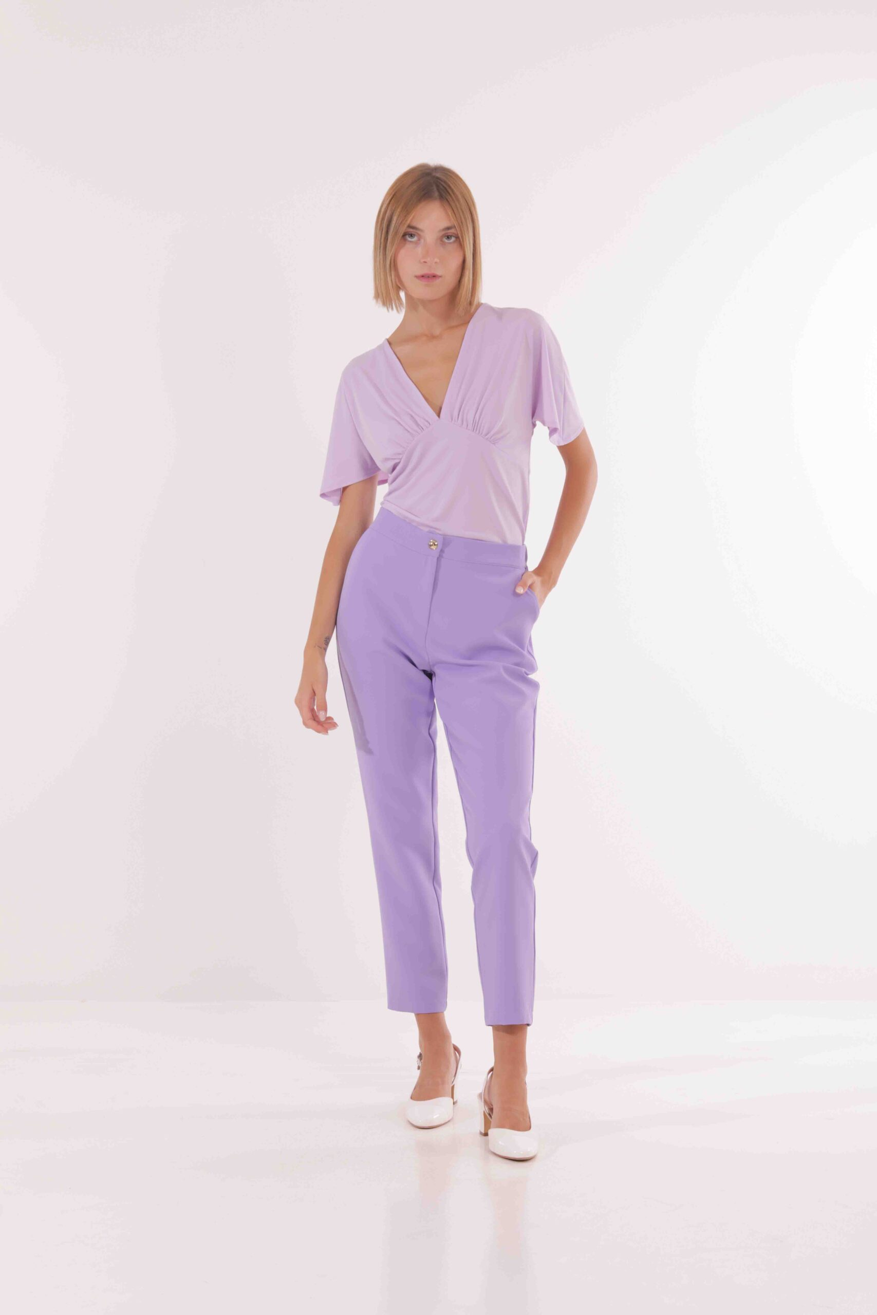MIMÌ MUÀ Firenze ESAI-2605 Pantalone sigaretta tecnico lilla - immagine 2