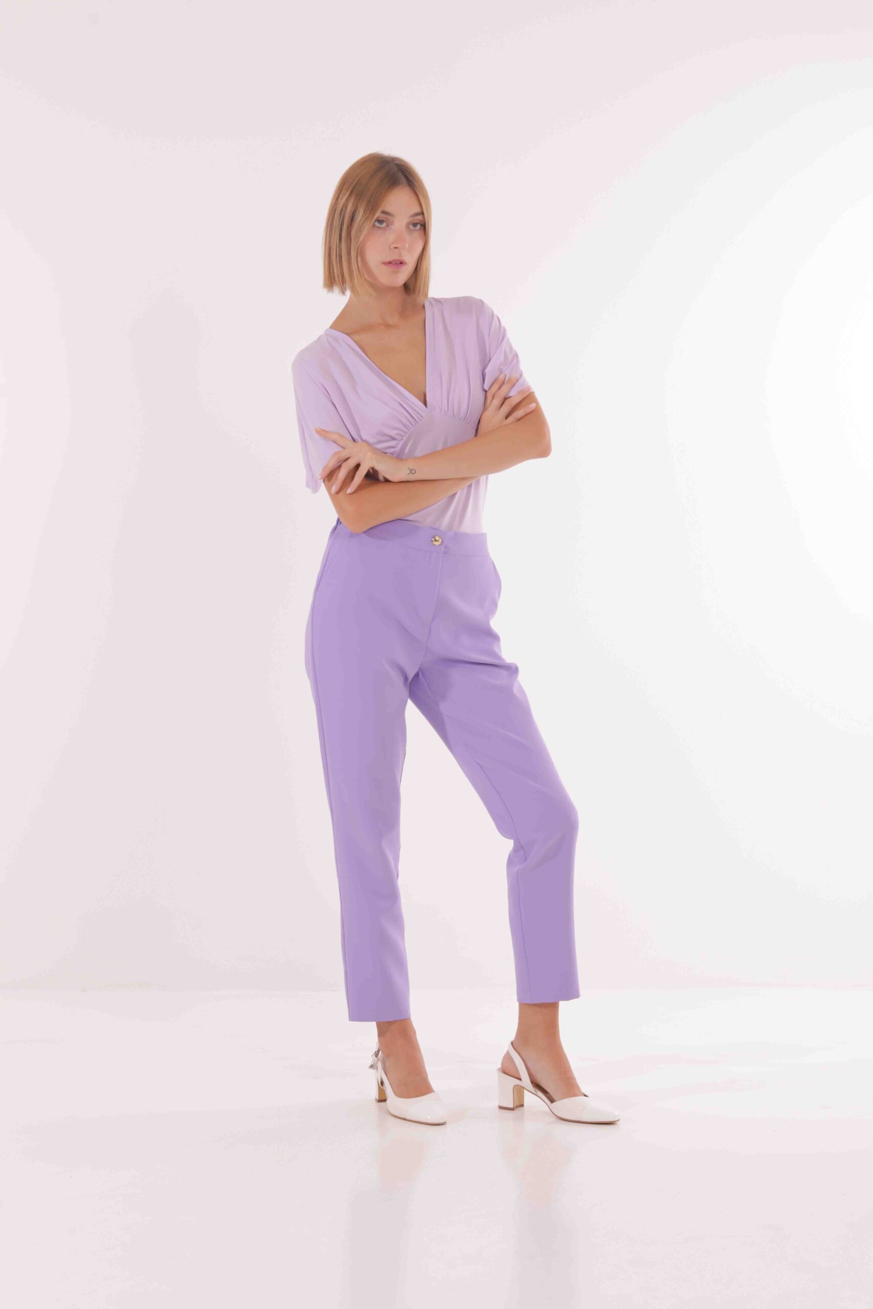 MIMÌ MUÀ Firenze ESAI-2605 Pantalone sigaretta tecnico lilla - immagine 8