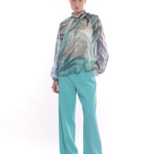 MIMÌ MUÀ Firenze ESAM-2736 Pantalone palazzo tecnico turchese