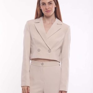 MIMÌ MUÀ Firenze ESAM-6522 Giacca cropped tecnico burro