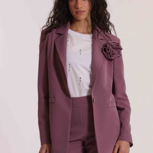 MIMÌ MUÀ Firenze ESAN-6582 Giacca lunga malva con spilla