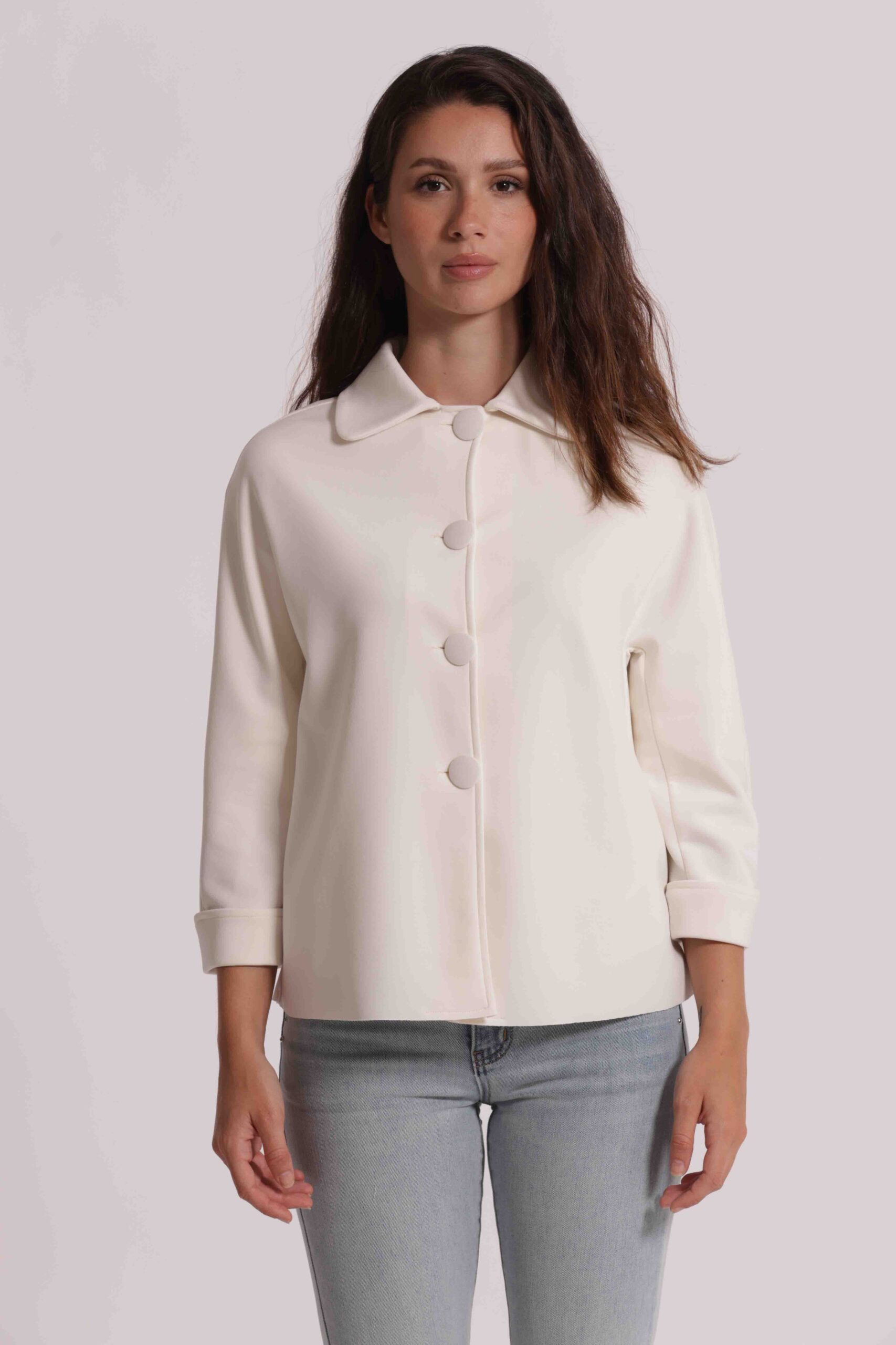 Giacca corta Mimì Muà Firenze in neoprene – Bianco Ottico - immagine 2