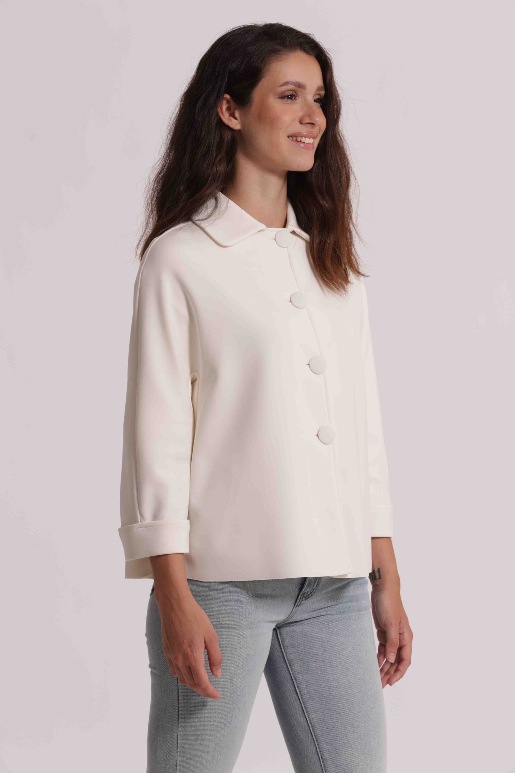 Giacca corta Mimì Muà Firenze in neoprene – Bianco Ottico - immagine 6