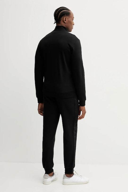 TUTA COMPLETA UOMO EMPORIO ARMANI NERA CON ZIP E BANDA LATERALE LOGATA TONO SU TONO - immagine 3