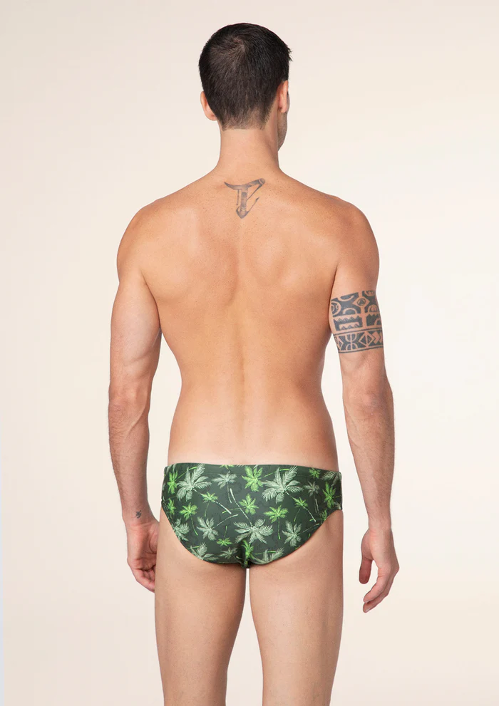 COSTUME EFFEK A SLIP BASE VERDE MILITARE CON STAMPA DI PALME - immagine 3