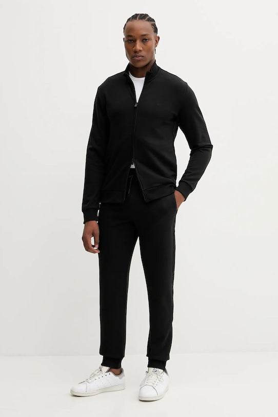 TUTA COMPLETA UOMO EMPORIO ARMANI NERA CON ZIP E BANDA LATERALE LOGATA TONO SU TONO