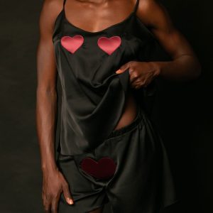 Deborah-Top in raso con dettagli cuore