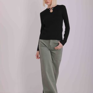 MIMÌ MUÀ Firenze JRAH-2588 Jeans a palazzo verde militare
