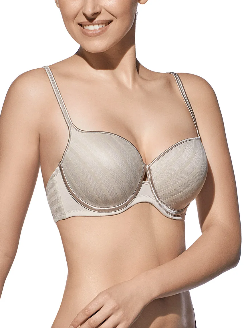 Reggiseno con ferretto e coppe imbottite in morbido tessuto con motivo a righe coppa C Selene – JULIA - immagine 5