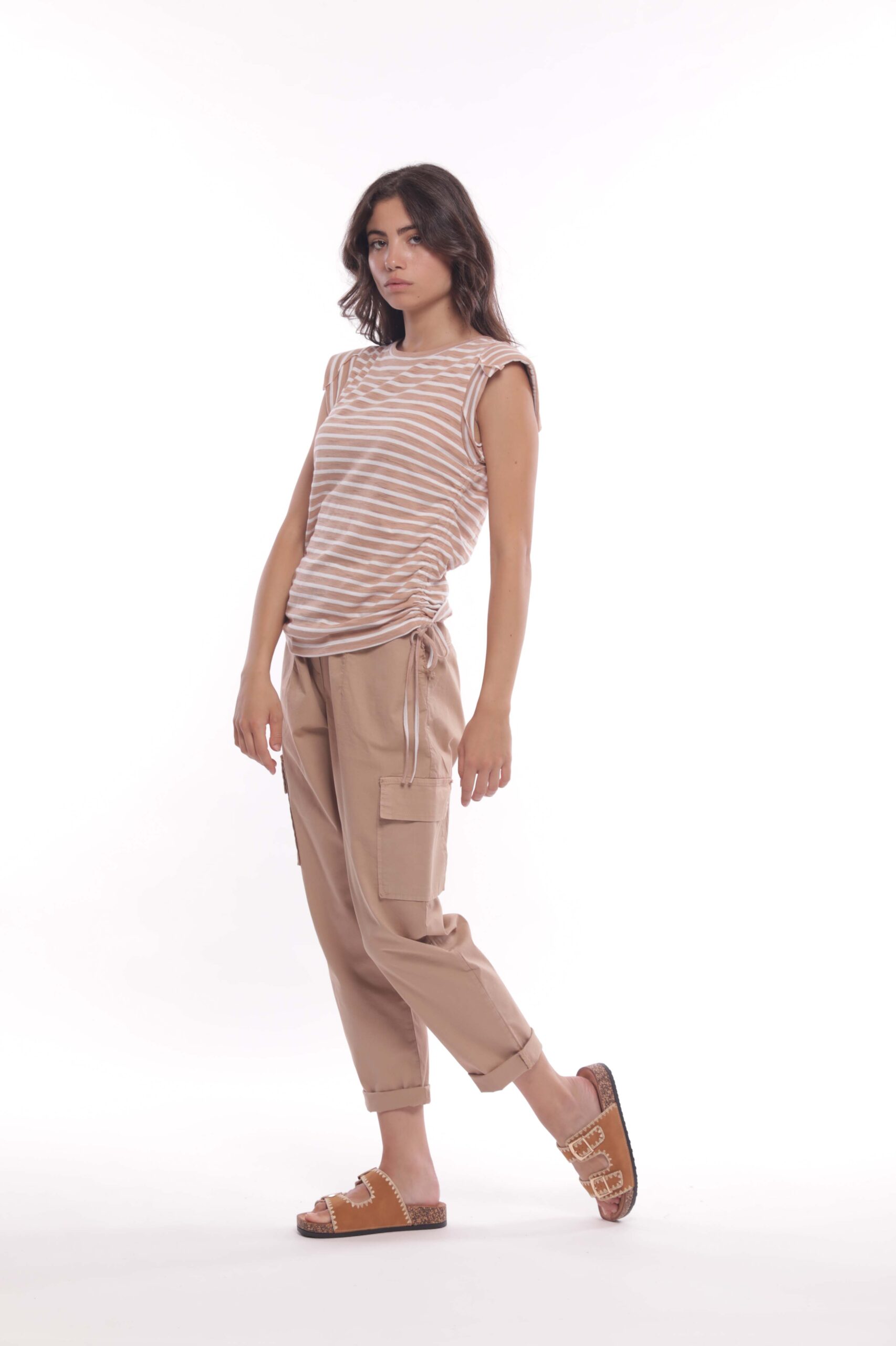 MIMÌ MUÀ Firenze LSAM-2746 Pantalone cargo beige in gabardina - immagine 7