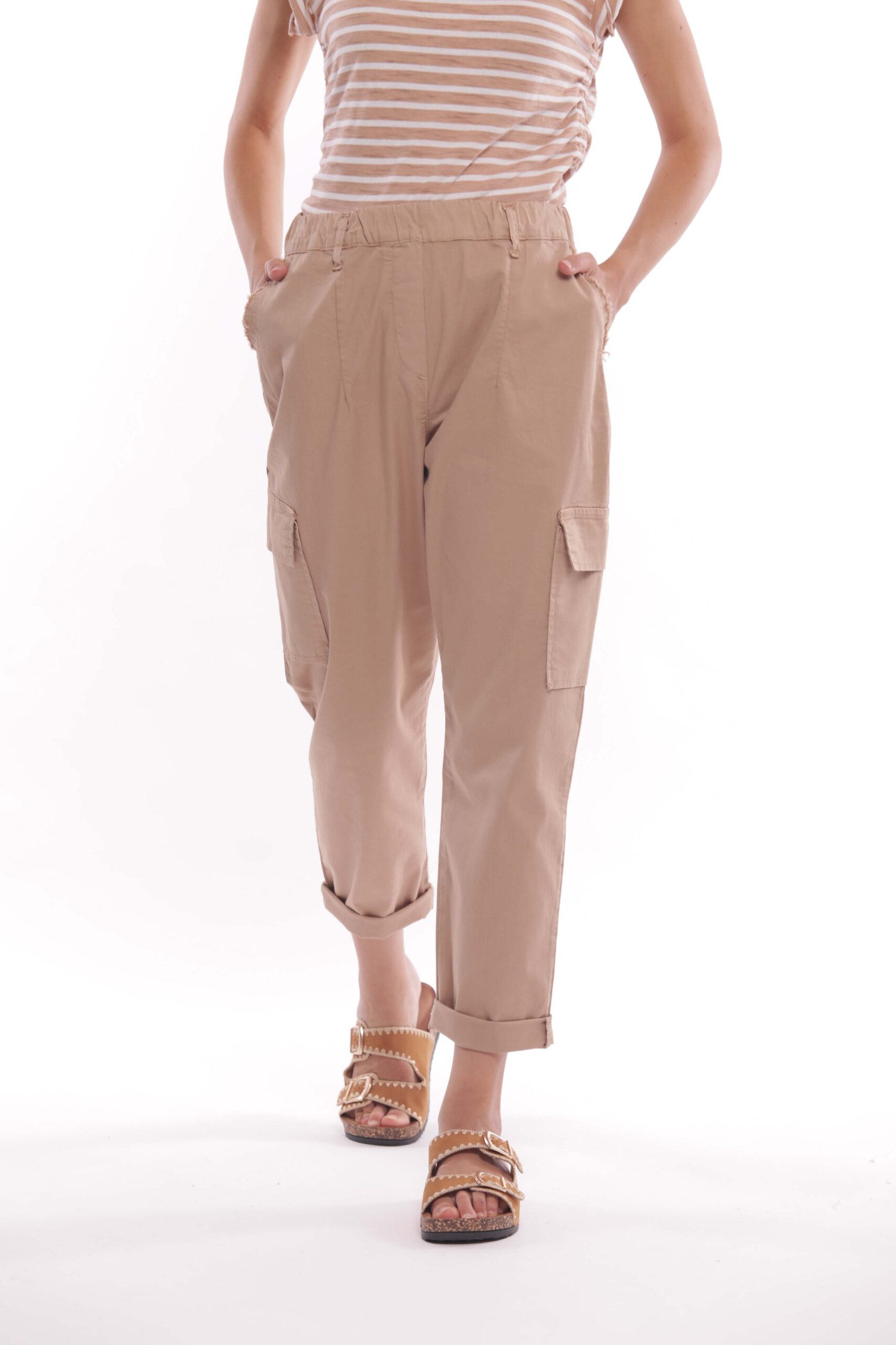 MIMÌ MUÀ Firenze LSAM-2746 Pantalone cargo beige in gabardina - immagine 9