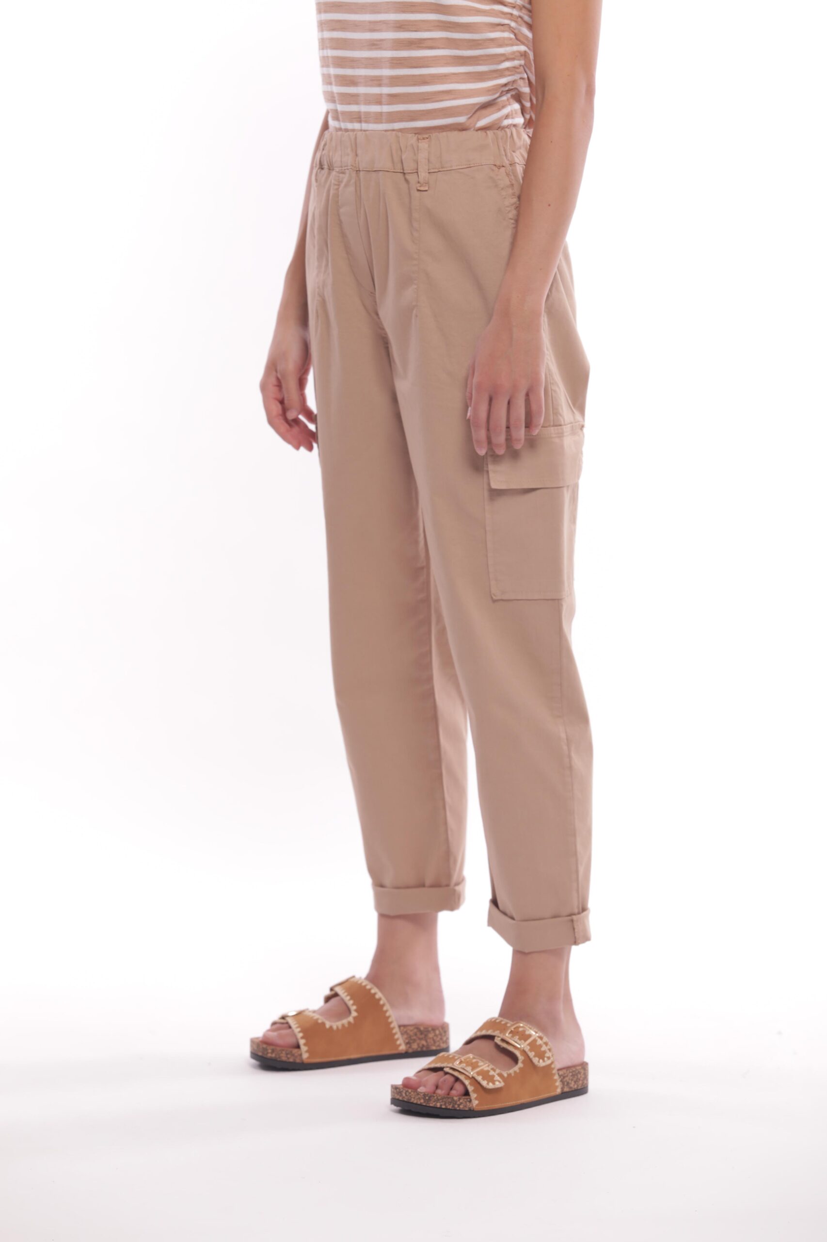 MIMÌ MUÀ Firenze LSAM-2746 Pantalone cargo beige in gabardina - immagine 6