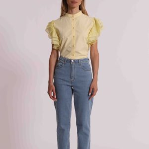 Jeans Blu Chiaro Mimì Muà Firenze Cropped con Risvolto – Made in Italy