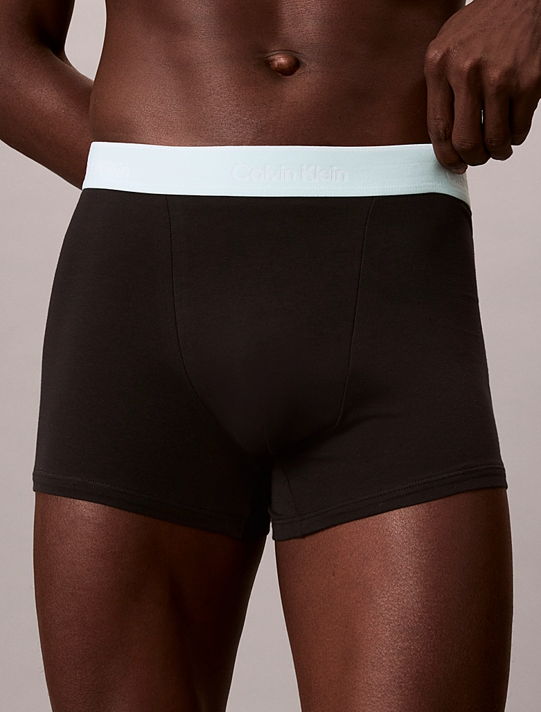 CONFEZIONE 3 BOXER UOMO CALVIN KLEIN COTONE ELASTICIZZATO NERO CON ELASTICO COLORATO ROSA, VERDE ACQUA E NERO - immagine 4