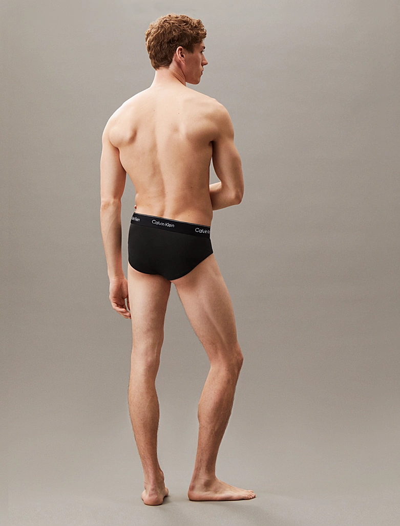 3 PACK SLIP UOMO CALVIN KLEIN IN COTONE NERO CON ELASTICO TONO SU TONO LOGATO - immagine 5