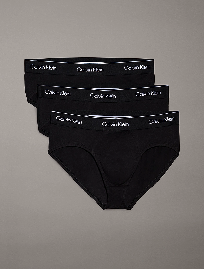 3 PACK SLIP UOMO CALVIN KLEIN IN COTONE NERO CON ELASTICO TONO SU TONO LOGATO - immagine 2